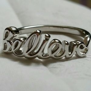 Sterling Silver Cursive "Believe" Ring